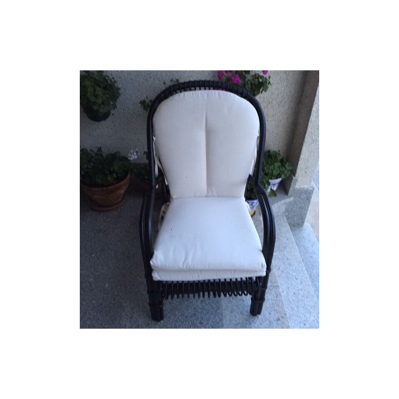 Sillón bambú negro c/tapicería
