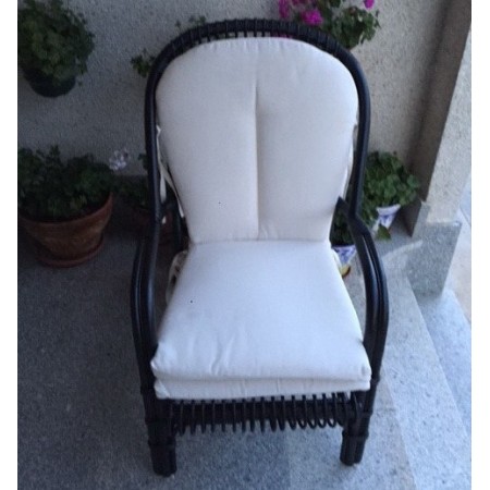 Sillón bambú negro c/tapicería