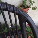 Sillón bambú negro c/tapicería