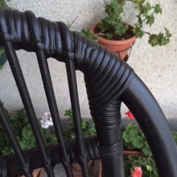 Sillón bambú negro c/tapicería