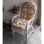 Sillón bambú blanco c/tapicería