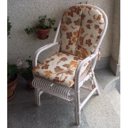 Sillón bambú blanco c/tapicería
