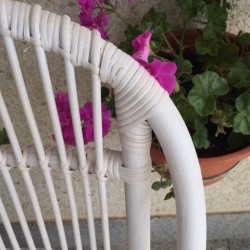 Sillón bambú blanco c/tapicería