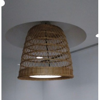 LAMPARA MIMBRE CALADA CILINDRICA