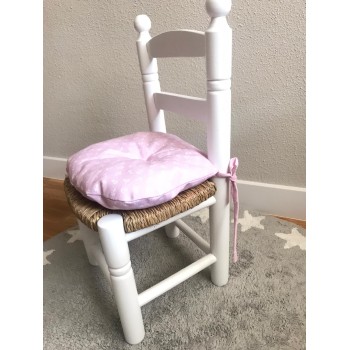 SILLA INFANTIL LACADA EN BLANCOS/CERCO C/COJIN