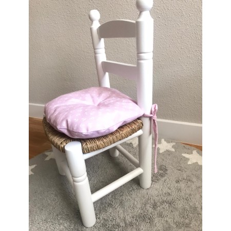 SILLA INFANTIL LACADA EN BLANCOS/CERCO C/COJIN