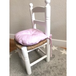 SILLA INFANTIL LACADA EN BLANCOS/CERCO C/COJIN