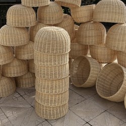 LAMPARA MIMBRE REDONDA TECHO