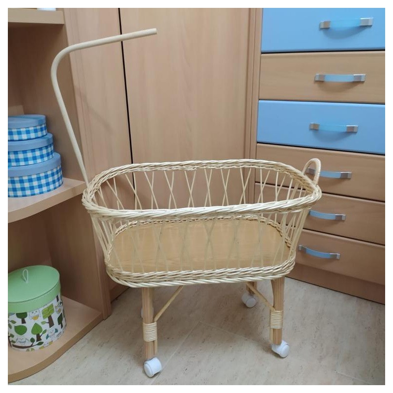 Cuna mimbre muñeco reborn con dosel