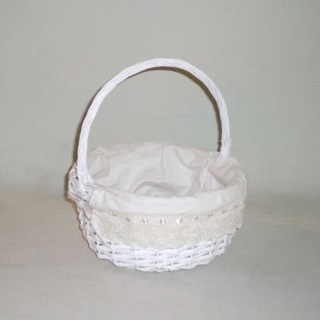 Comprar Cesta de mimbre  redonda blanco lazo en CesteriaGretel.Com