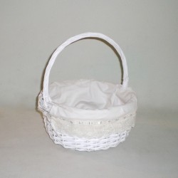 Comprar Cesta de mimbre  redonda blanco lazo en CesteriaGretel.Com