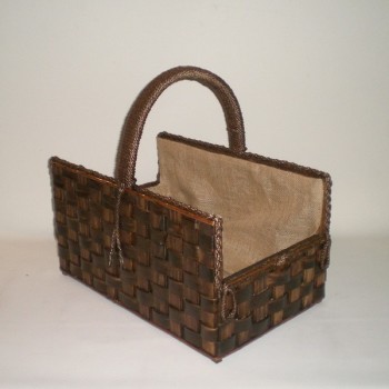 Comprar Leñero rústico color nogal con asa en CesteriaGretel.Com