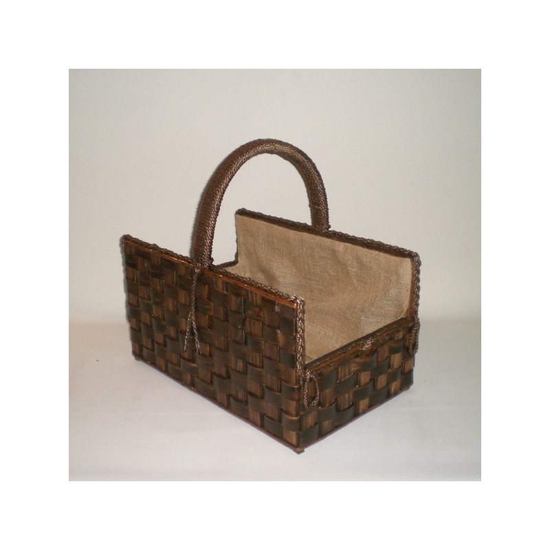 Comprar Leñero rústico color nogal con asa en CesteriaGretel.Com