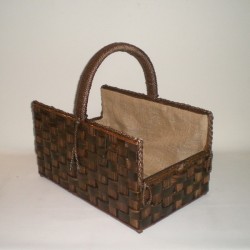 Comprar Leñero rústico color nogal con asa en CesteriaGretel.Com