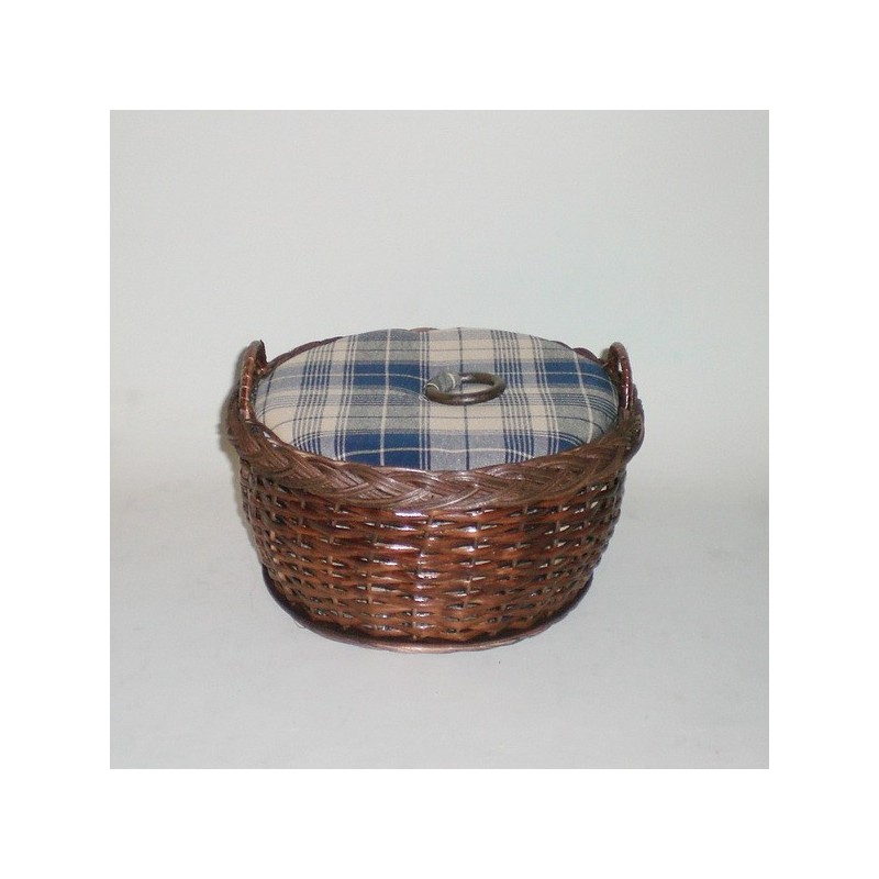 Comprar Costurero redondo de mimbre color nogal en CesteriaGretel.Com