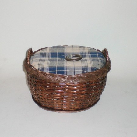 Comprar Costurero redondo de mimbre color nogal en CesteriaGretel.Com