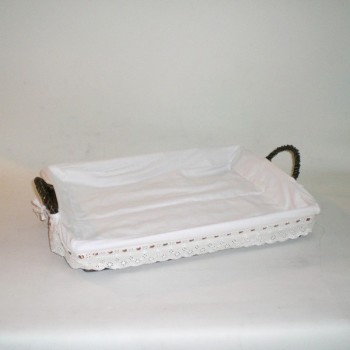 Comprar Bandeja de mimbre color nogal con puntilla en CesteriaGretel.Com