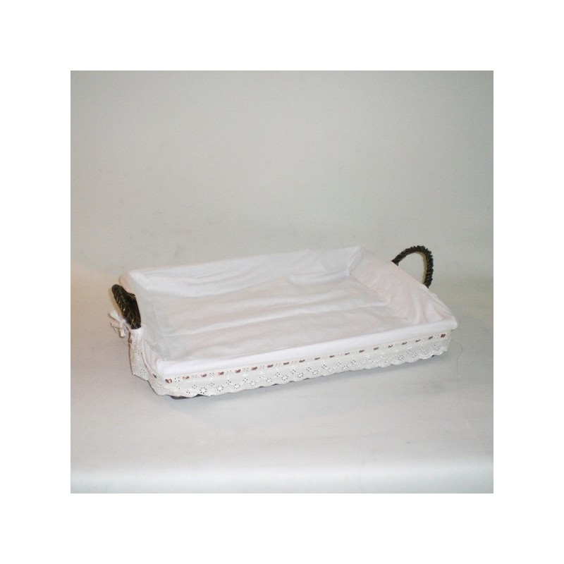 Comprar Bandeja de mimbre color nogal con puntilla en CesteriaGretel.Com