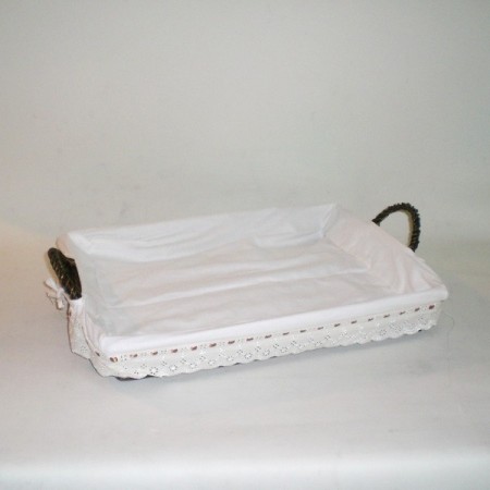 Comprar Bandeja de mimbre color nogal con puntilla en CesteriaGretel.Com